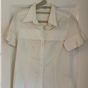 Miu Miu Vintage 2007 Ruffle Sleeve Short Sleeve Button Down Shirt Size 40